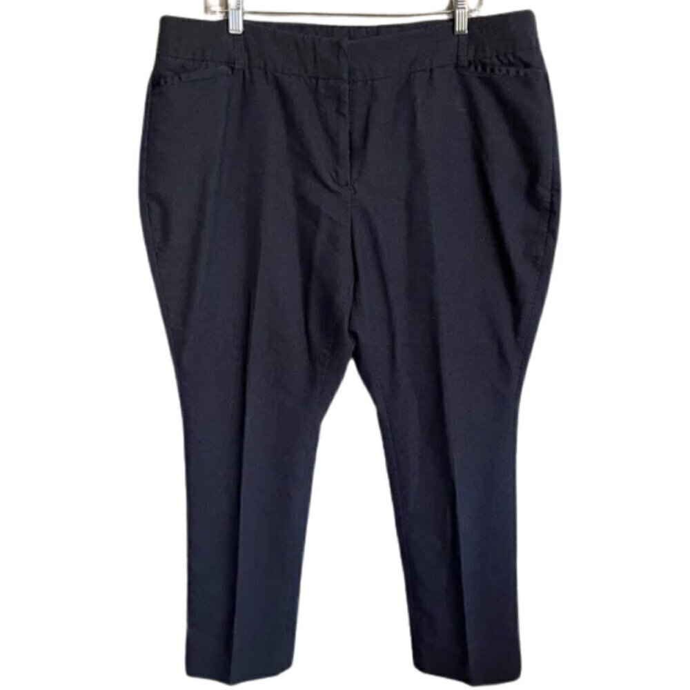 Amanda and Chelsea Curvy Classic Navy Patterned Trousers Size 18